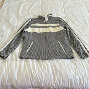 T by Talbots Jacket Women Mp Black/White Gingham Check Mock Neck Pockets